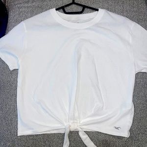 Hollister Plain White Tied Crop Top